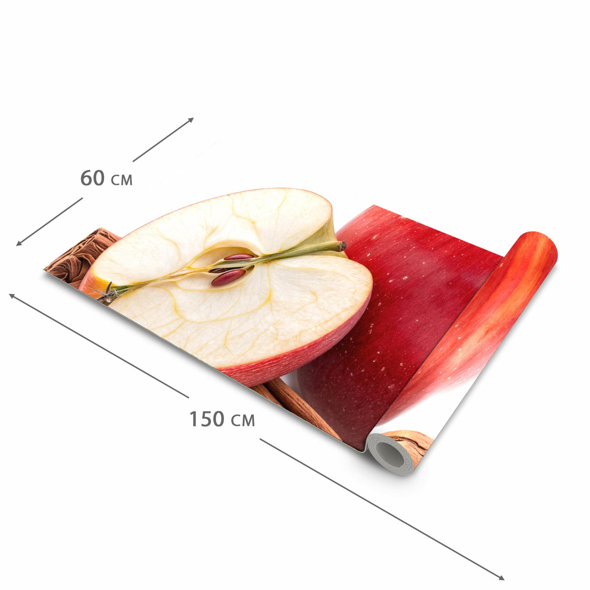 Komfortabler rutschfester Teppich mit Motiv Apfel mit Zimt in der Grösse 80x300 cm