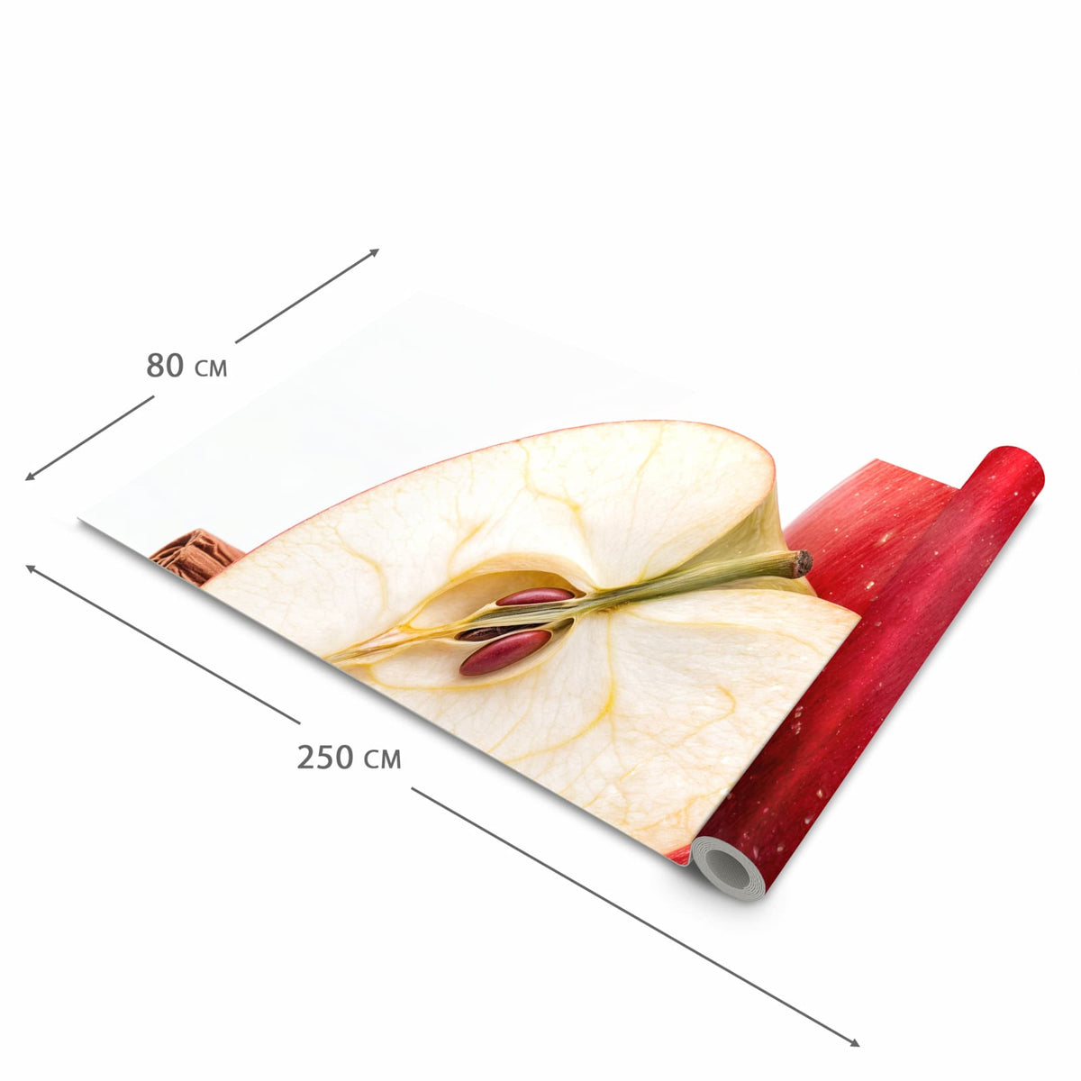 Langlebiger Küchenteppich mit Motiv Apfel mit Zimt in der Grösse 80x300 cm