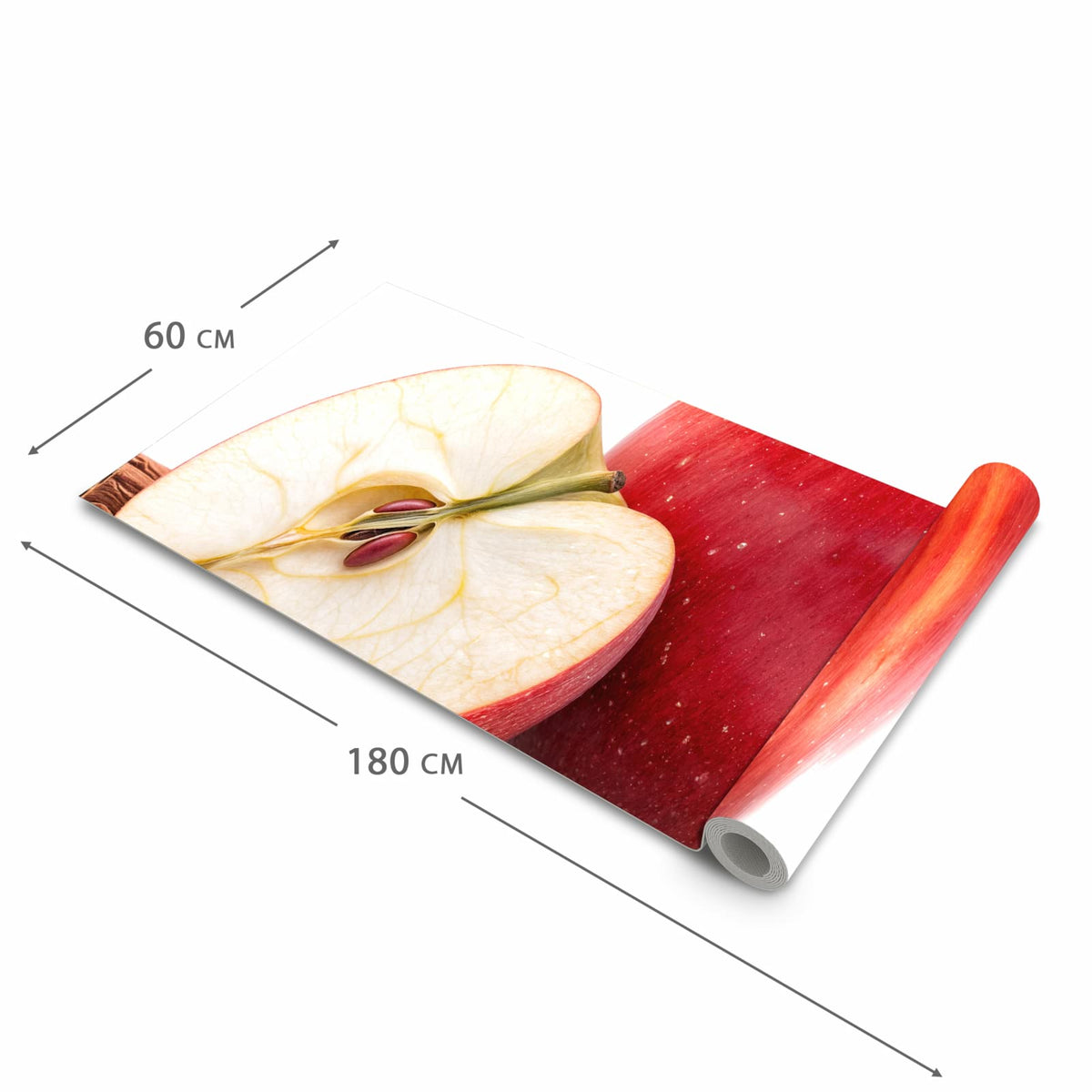 Rutschfester dünner Küchenteppich mit Motiv Apfel mit Zimt in der Größe 80x300 cm