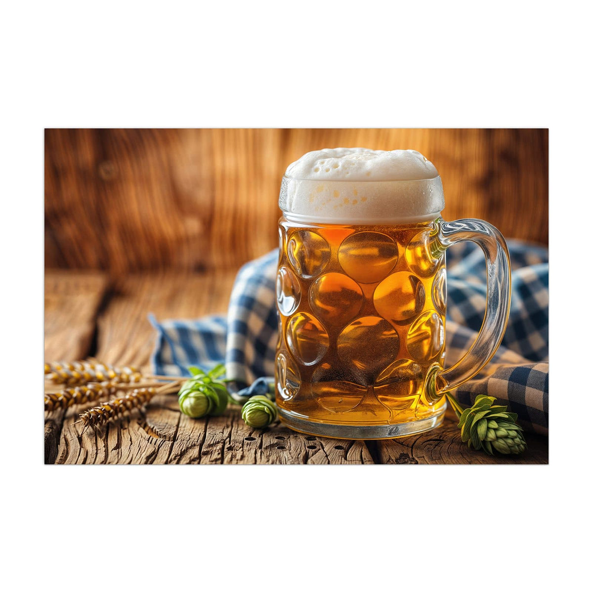 Küchenrückwand aus Glas Bayerisches Bier im Hochformat, Motiv bildfüllend von vorn