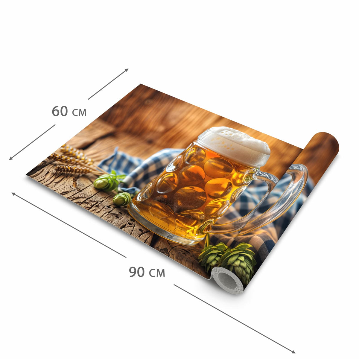 Langlebiger Teppich für Küche mit Motiv Bierglas in der Grösse 80x280 cm