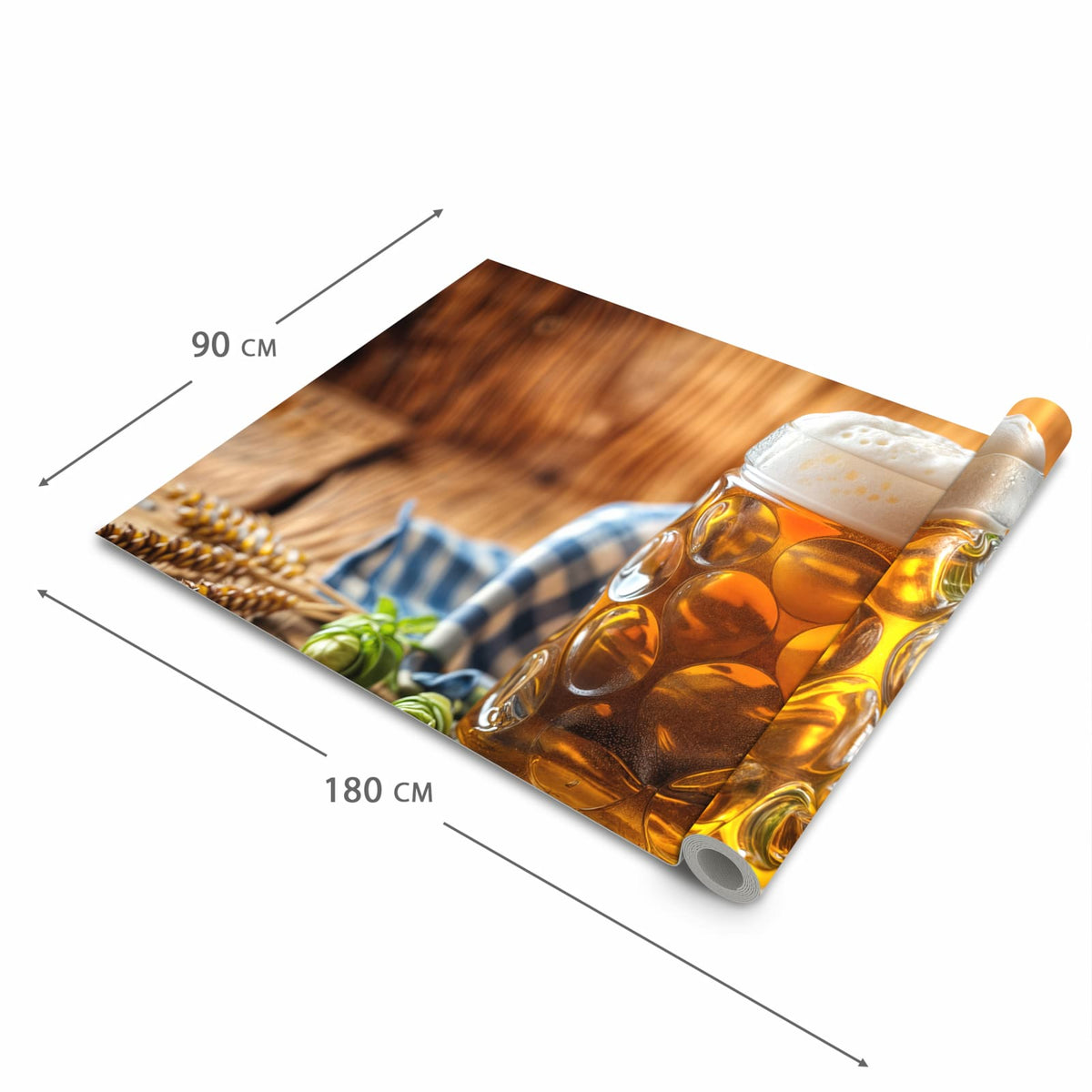 Bodenschonender Küchenteppich mit Motiv Bierglas in der Grösse 80x280 cm
