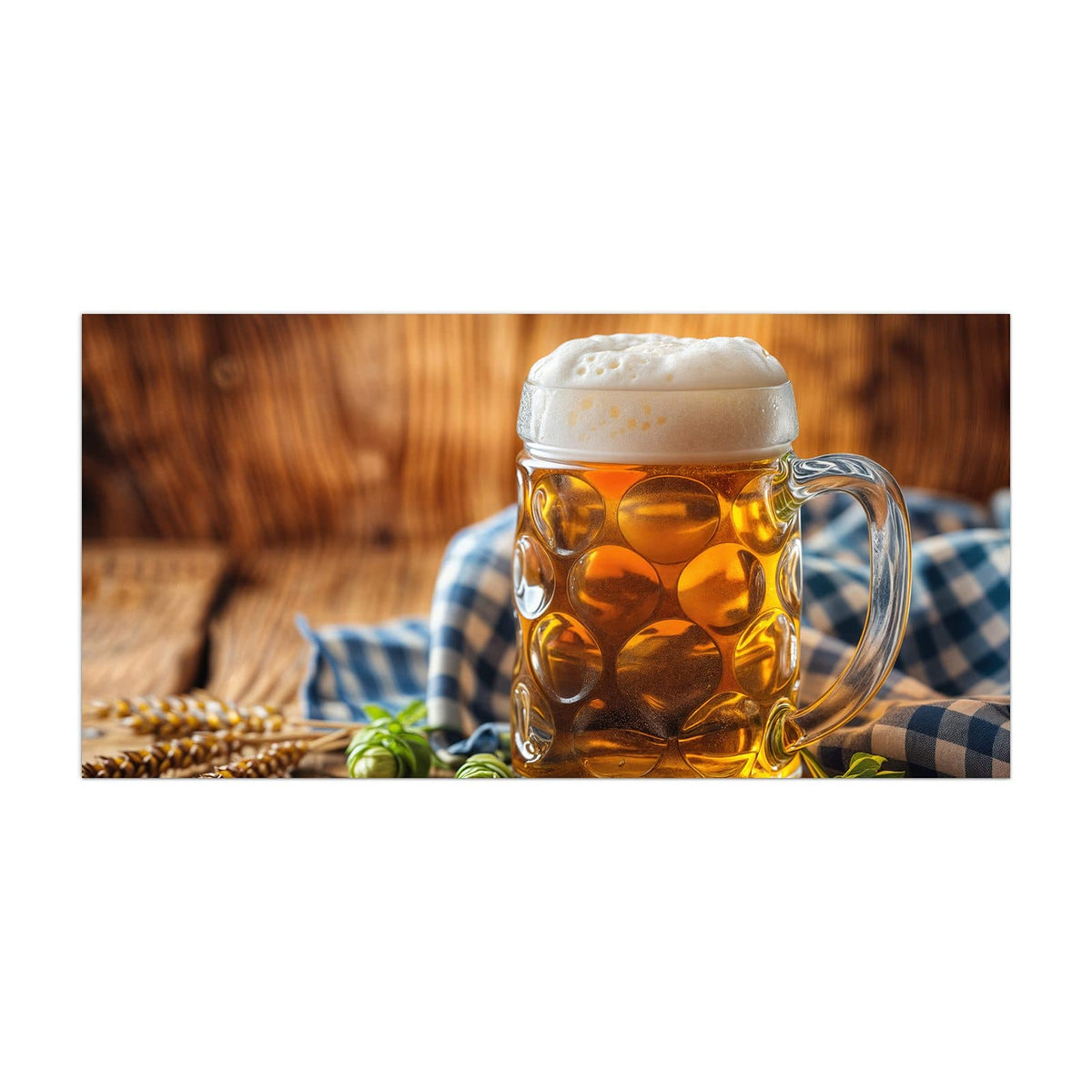 Küchenrückwand aus Glas Bayerisches Bier im Hochformat, Motiv bildfüllend von vorn