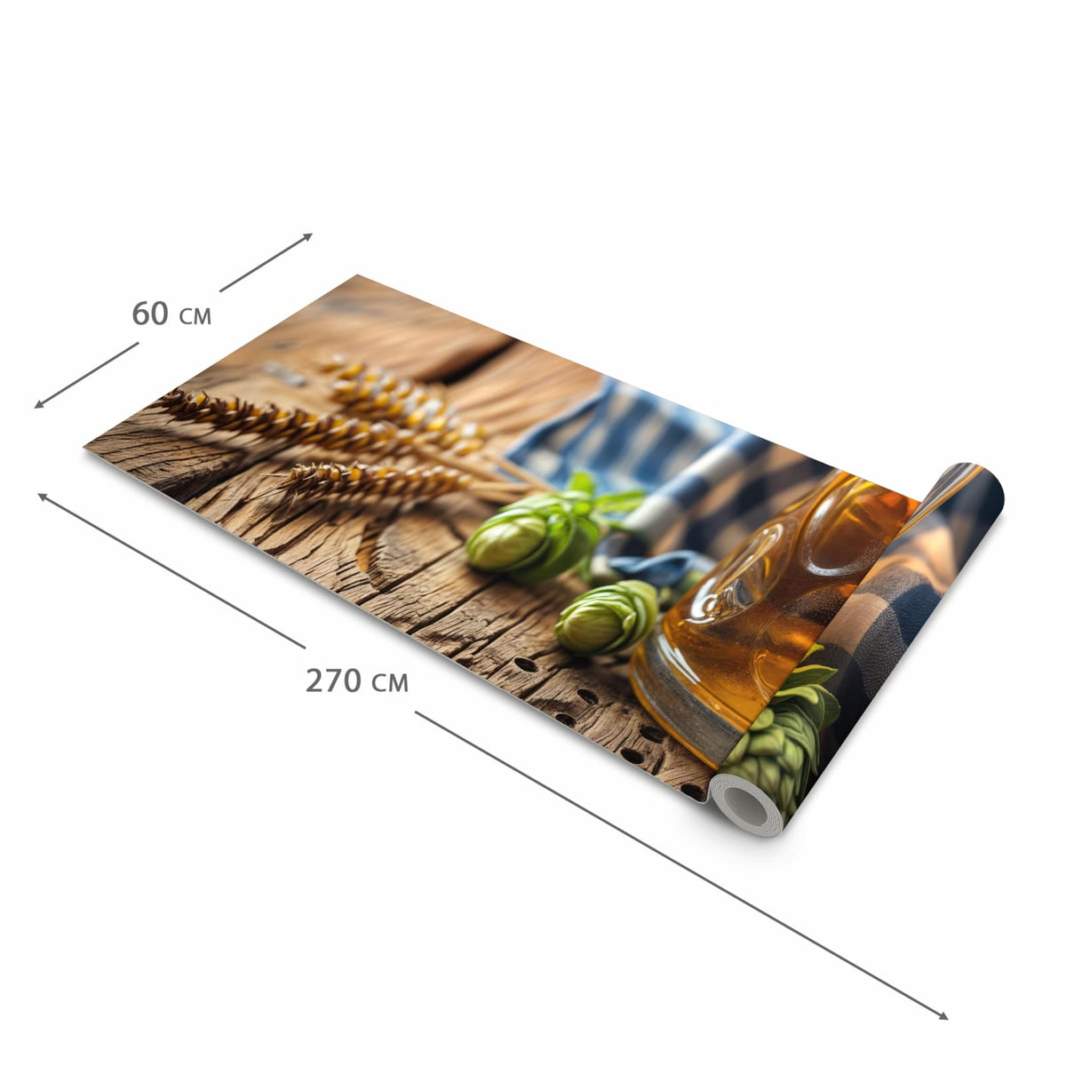 Strapazierfähiger Küchenläufer mit Motiv Bierglas in der Grösse 80x280 cm