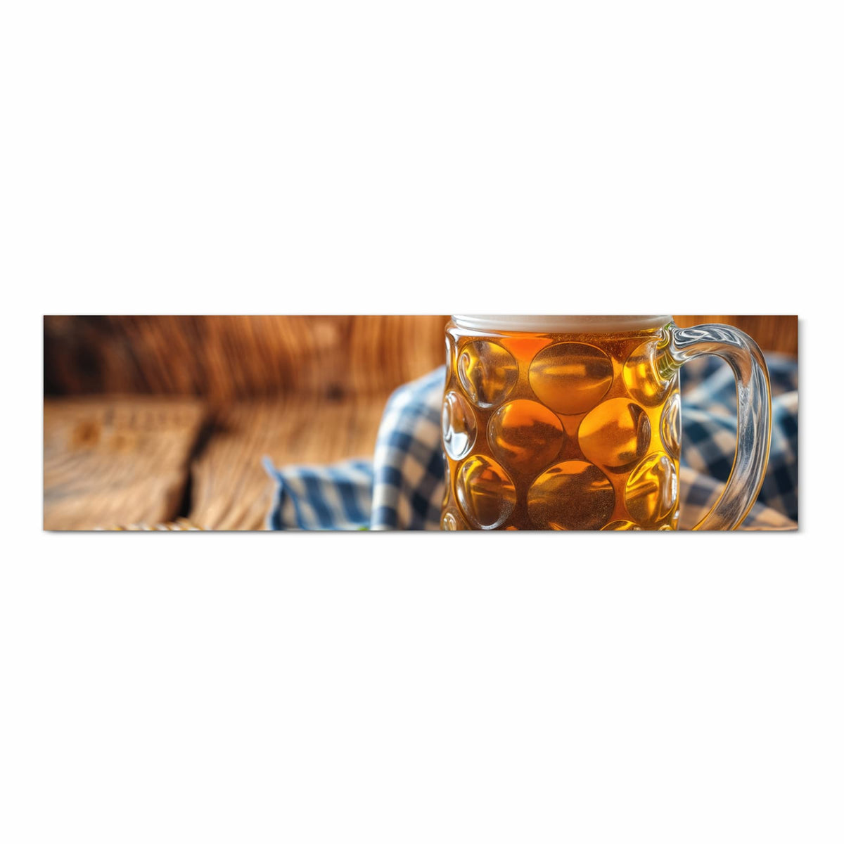 Farbbeständiger dünner Küchenteppich mit Motiv Bierglas in Frontansicht, waschbar