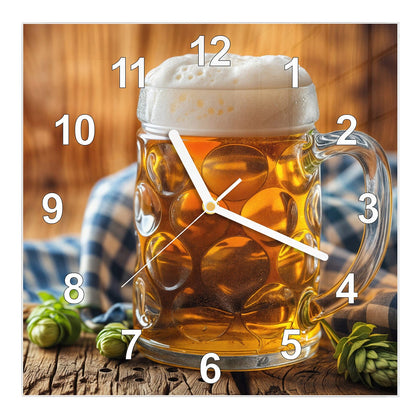 Wanduhr Quadratisch mit dem Motiv Bayerisches Bier