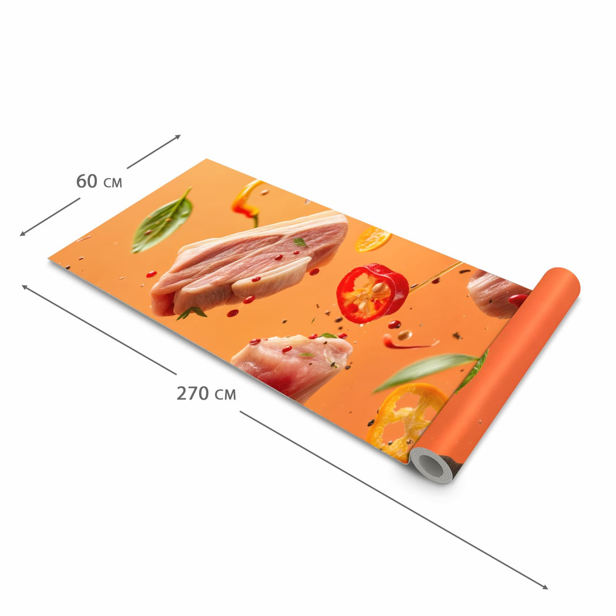 Komfortabler Küchenläufer mit Motiv Frische Kochzutaten in der Grösse 80x280 cm