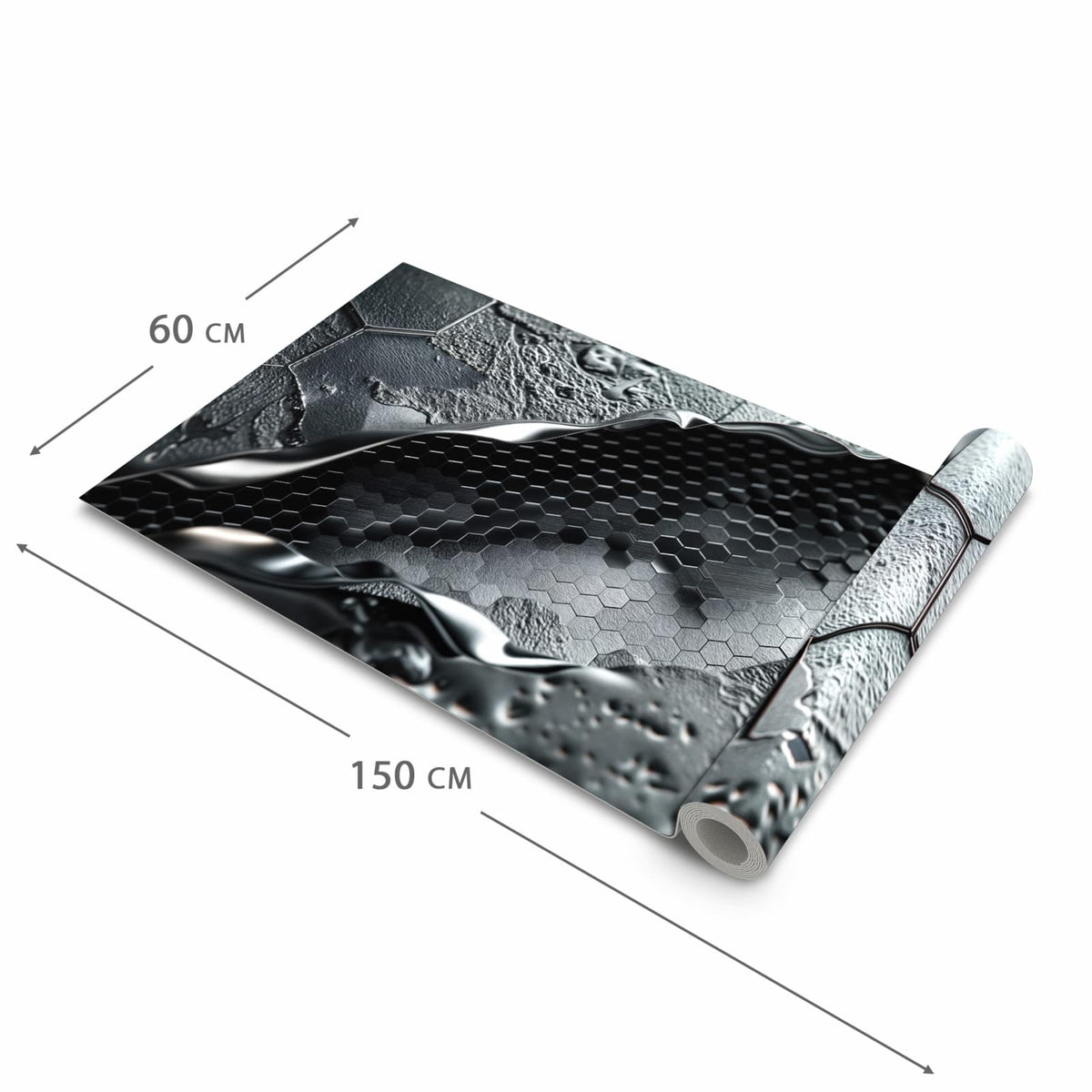 Hygienischer Teppich fürs Esszimmer mit Motiv Hexagon Muster in der Grösse 80x250 cm
