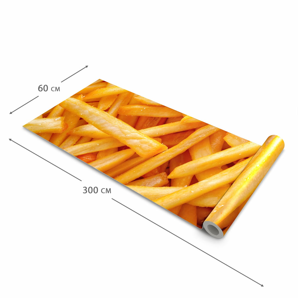 Schmutzabweisender Teppichläufer für die Küche mit Motiv Pommes Frites in der Grösse 80x250 cm