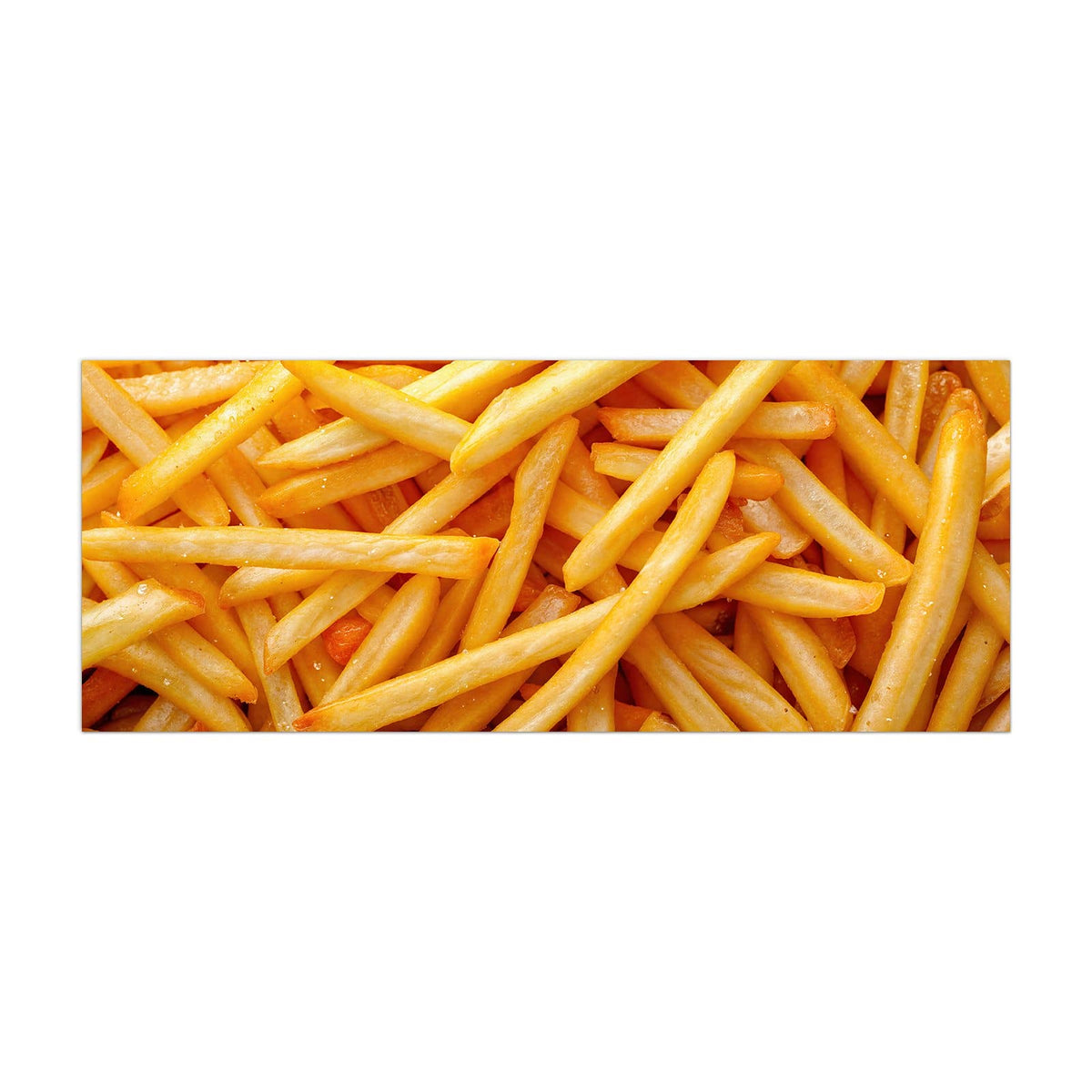 Küchenrückwand aus Glas Pommes Frites im Hochformat, Motiv bildfüllend von vorn
