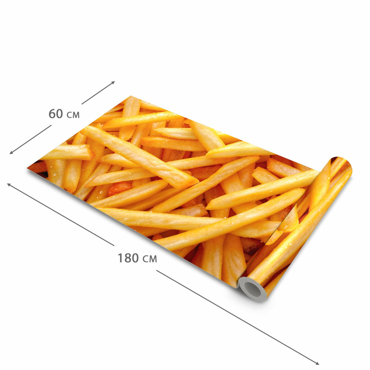 Waschbarer Küchenteppich mit Motiv Pommes Frites in der Größe 80x250 cm für Trittkomfort