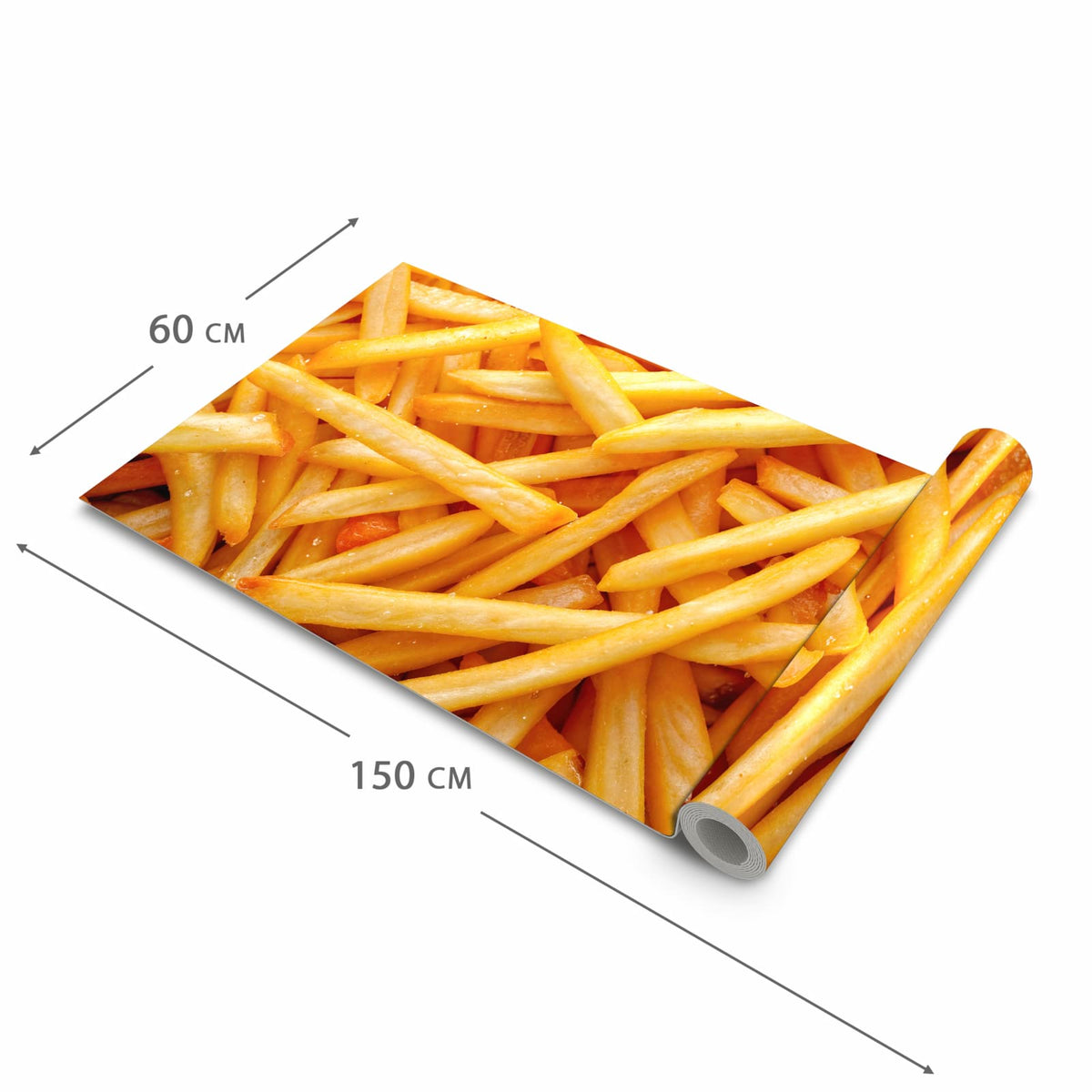 UV-beständiger Küchenvorleger mit Motiv Pommes Frites in der Größe 80x250 cm