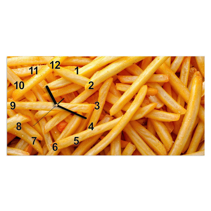 Wanduhr Pommes Frites aus Glas – Querformat 60 × 30 cm mit Ziffernblatt Modern