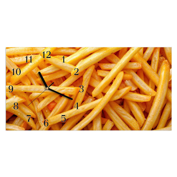 Wanduhr Pommes Frites aus Glas – Querformat 60 × 30 cm mit Ziffernblatt Klassisch