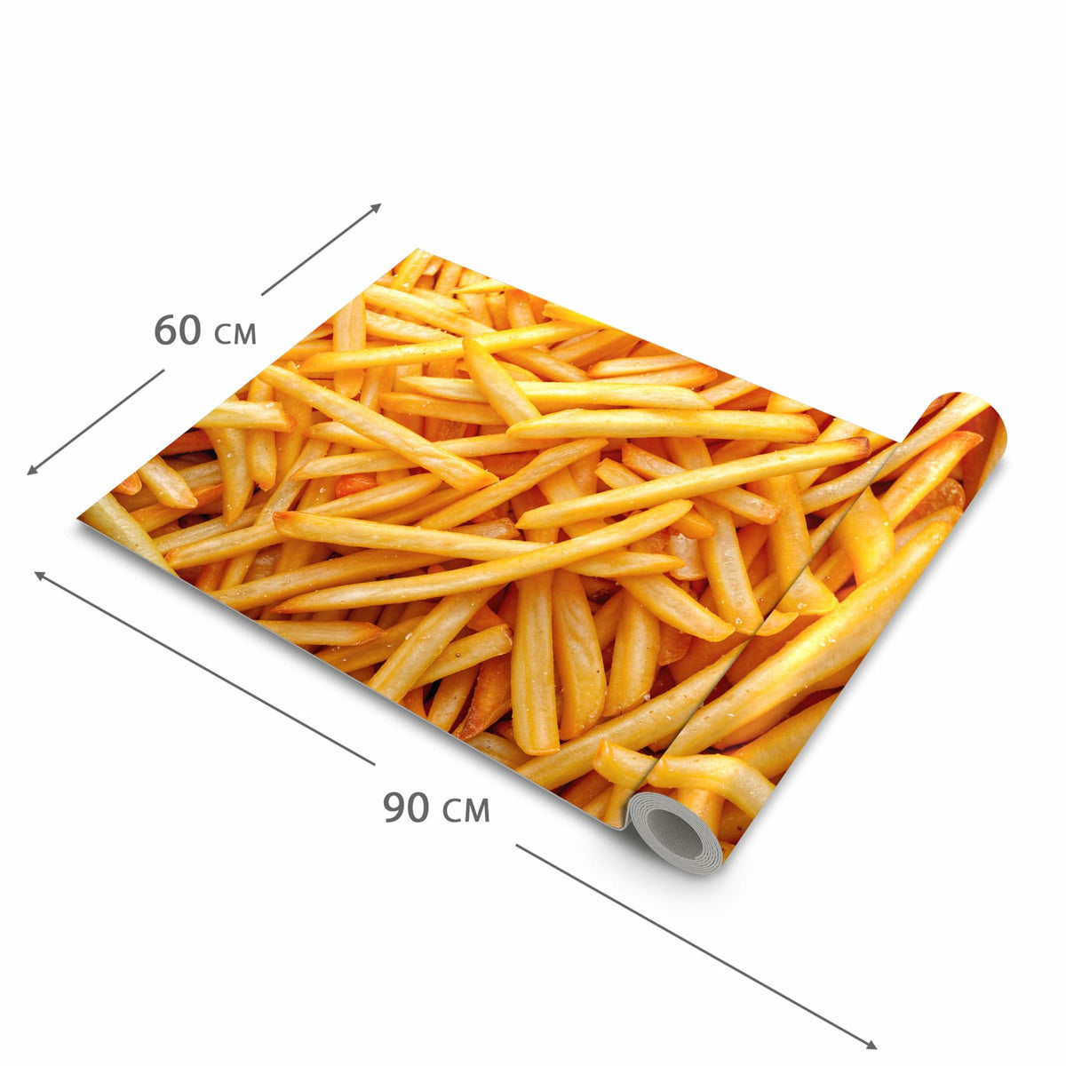 Geruchsneutraler waschbarer Küchenläufer mit Motiv Pommes Frites in der Grösse 80x250 cm