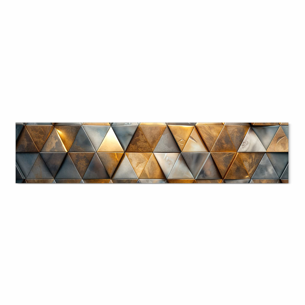 Bodenschonender Bodenläufer Teppich mit Motiv Dreiecksmuster Wand in Frontansicht