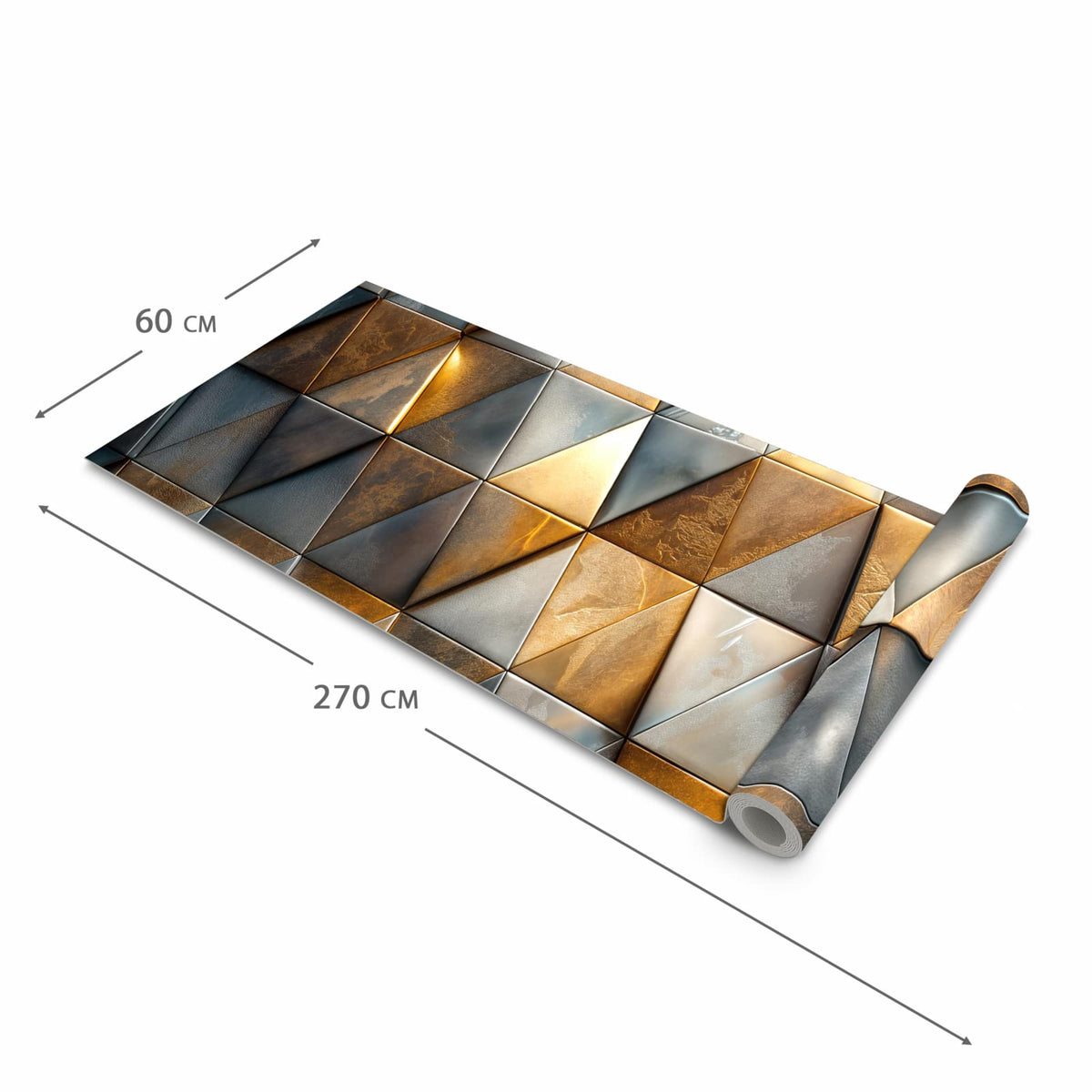Feuchtigkeitsresistenter Küchenteppich mit Motiv Dreiecksmuster Wand in der Grösse 80x200 cm