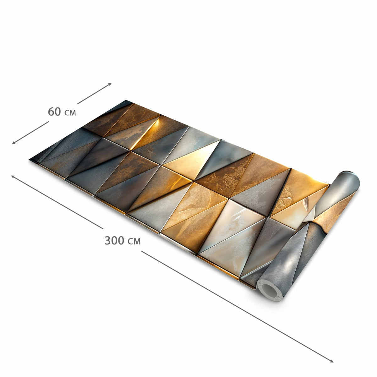 Bodenschonender Küchenteppich mit Motiv Dreiecksmuster Wand in der Grösse 80x200 cm