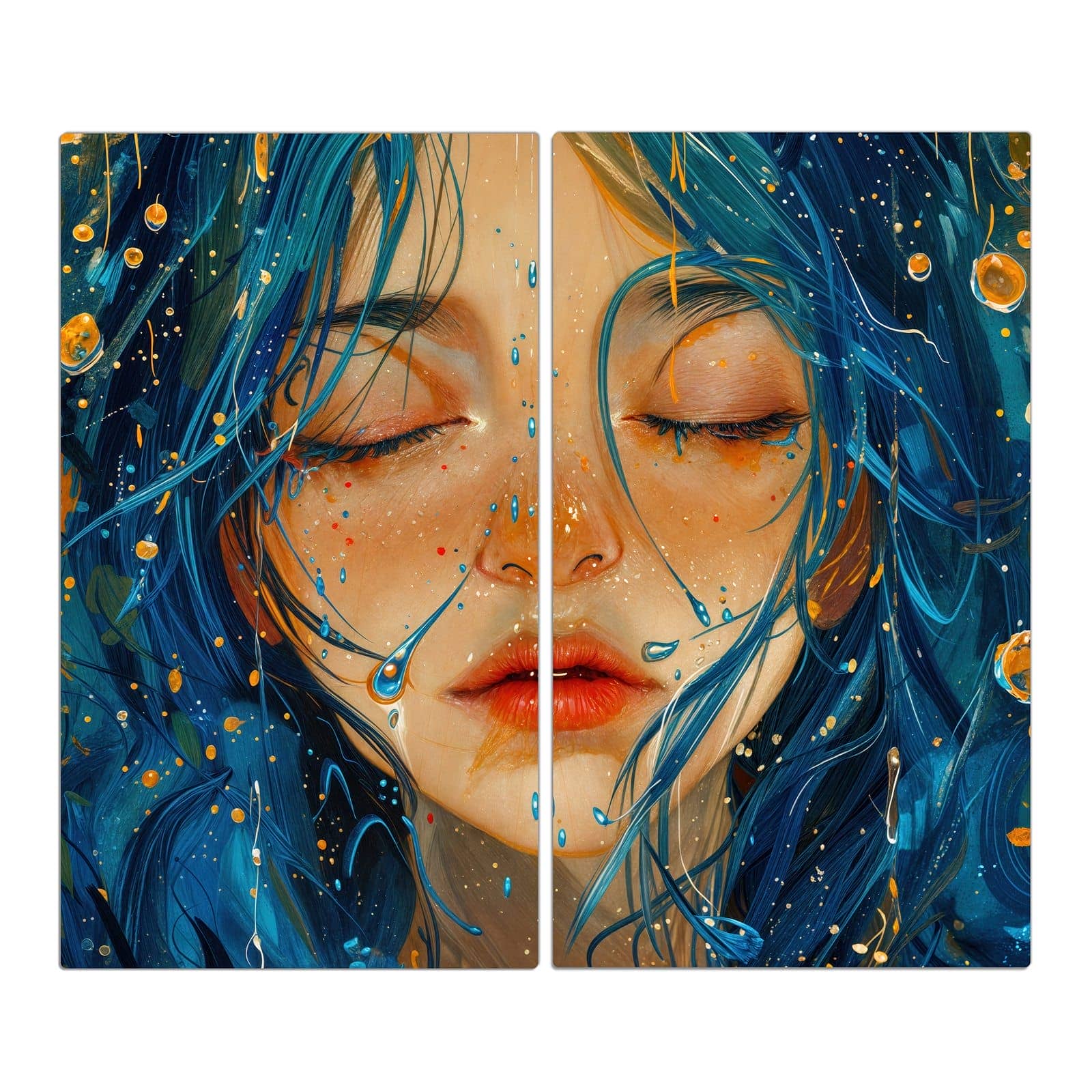 2-teilige Abdeckplatten für den Herd mit Traumhafte Illusion-Motiv in der Frontansicht #grösse_2-Teilig (60x52cm)