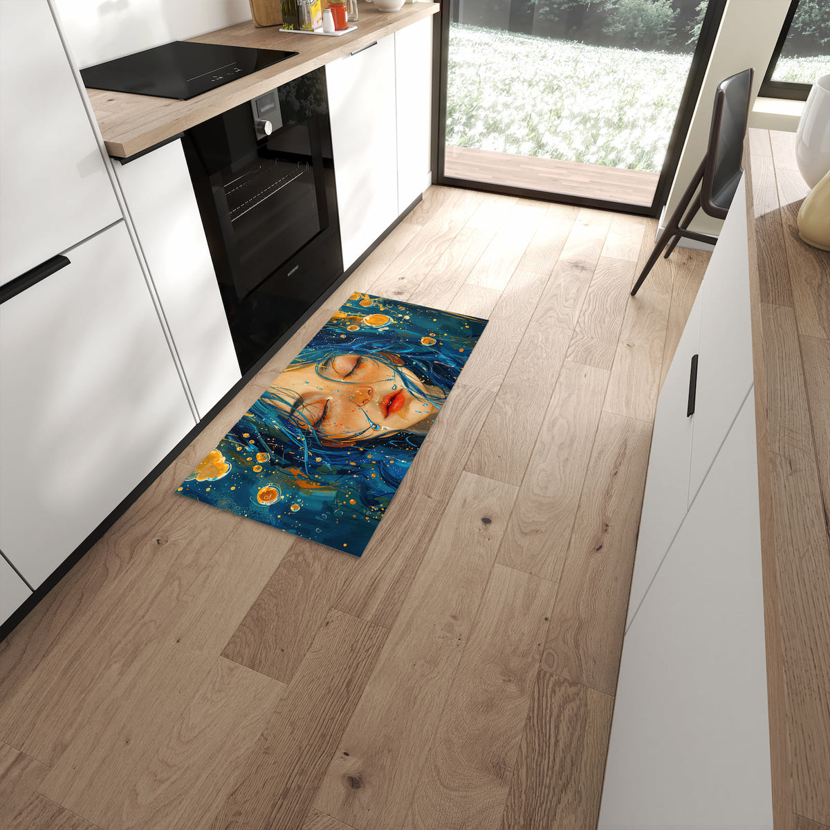 Zeitsparender rutschfester Küchenläufer mit Motiv Traumhafte Illusion in moderner Küche #grösse_60 x 120 cm