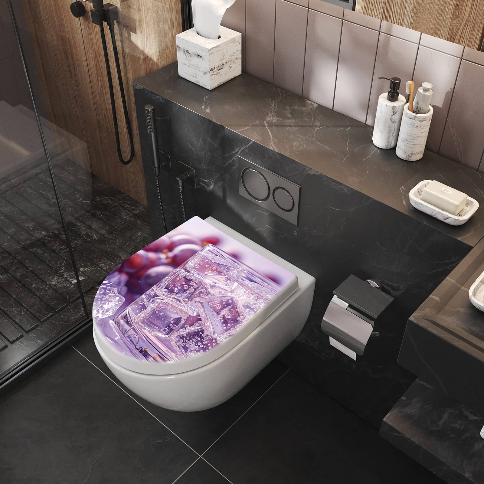 WC-Sitz mit Absenkautomatik Traubeneisgetränk
