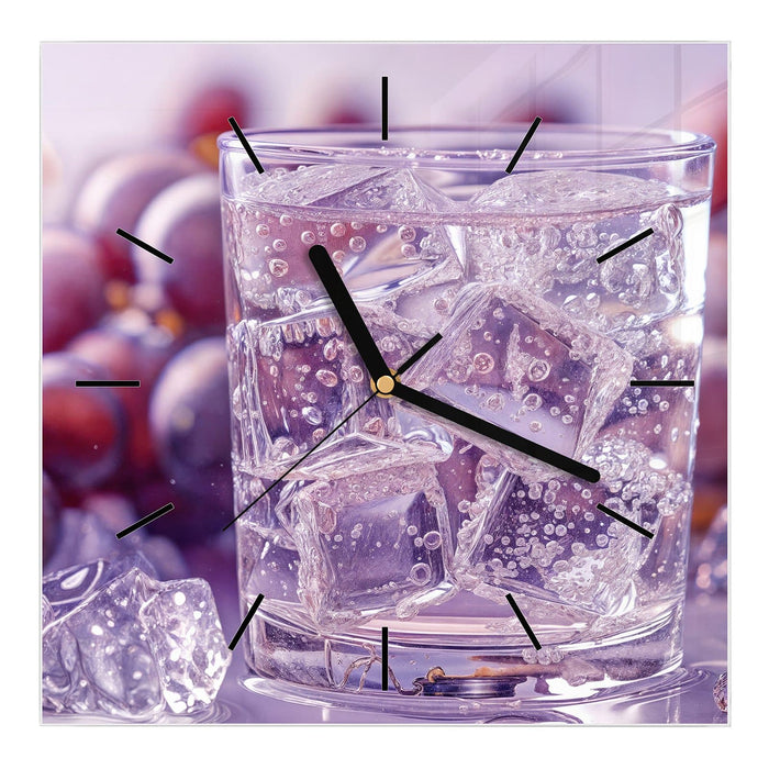 Wanduhr Traubeneisgetränk aus Glas – Quadratisch 30 × 30 cm mit Ziffernblatt Linie