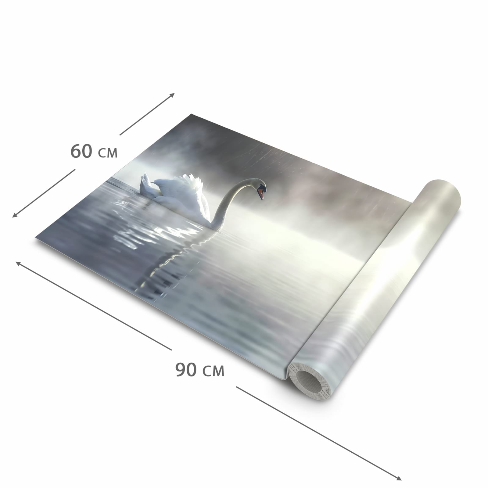 Rutschfester Küchenläufer mit Motiv Schwimmender Schwan in der Grösse 60x300 cm - einfach zu reinigen