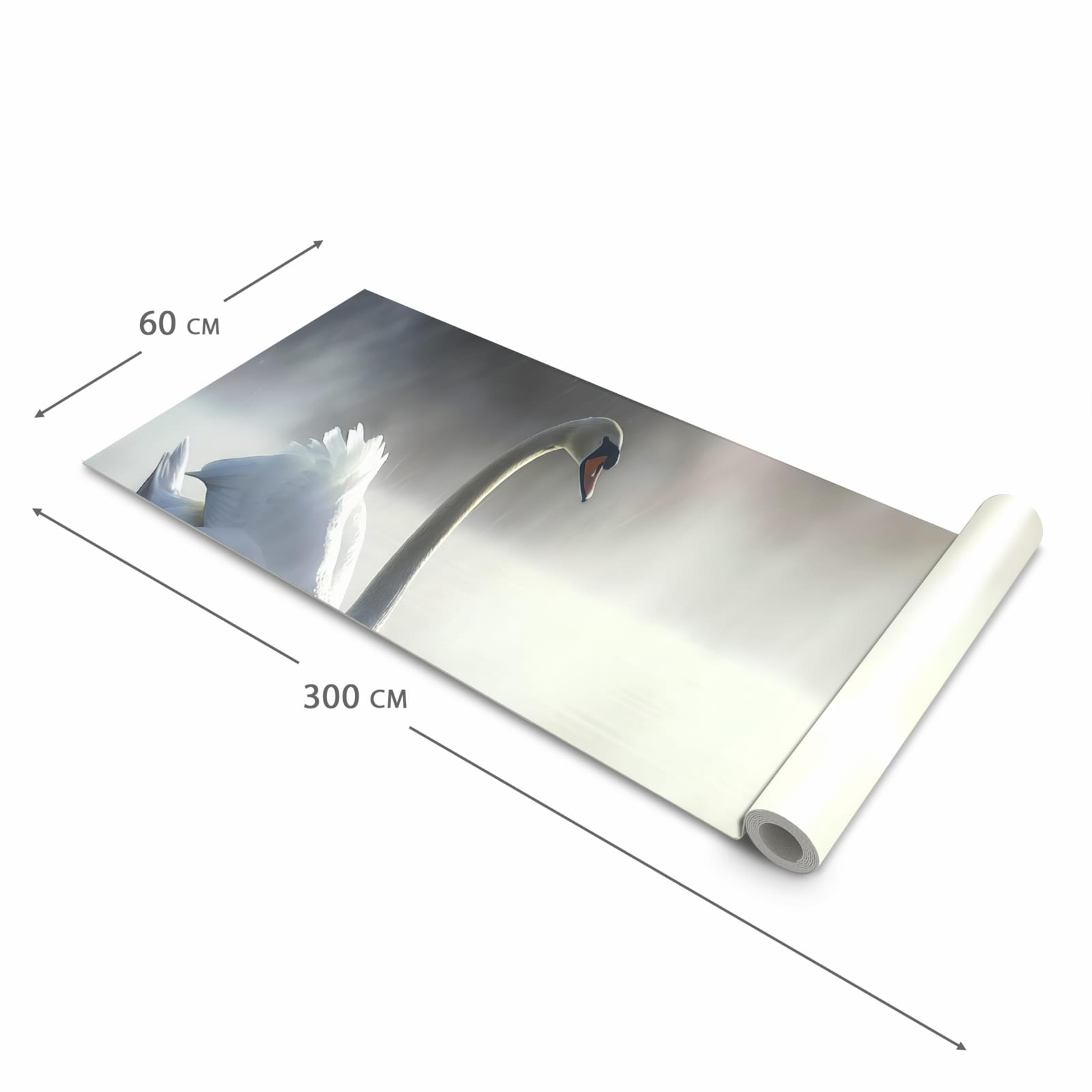 Rutschfester waschbarer Küchenläufer mit Motiv Schwimmender Schwan in der Größe 60x300 cm