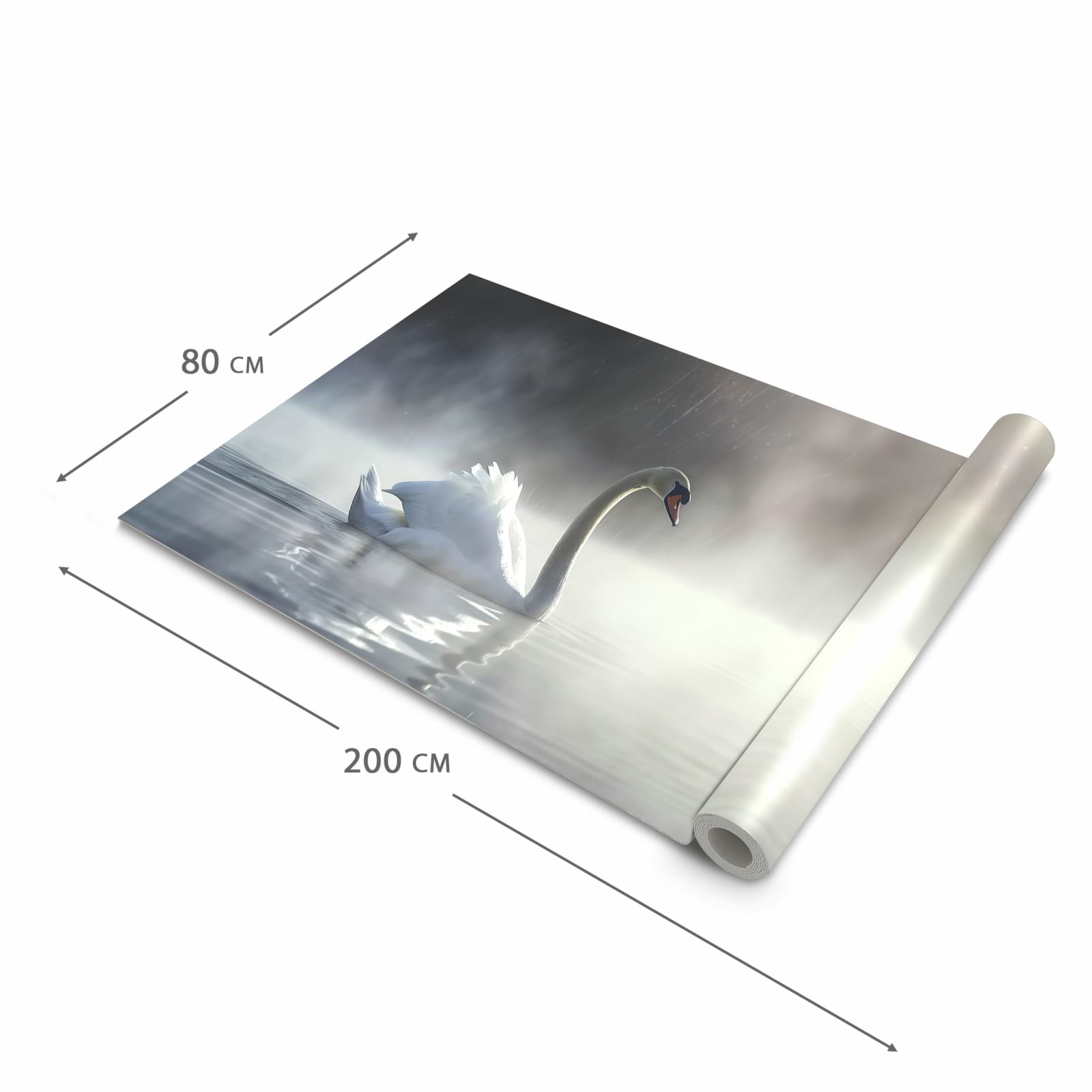 Moderner Küchenläufer mit Motiv Schwimmender Schwan in der Grösse 60x300 cm - angenehme Haptik