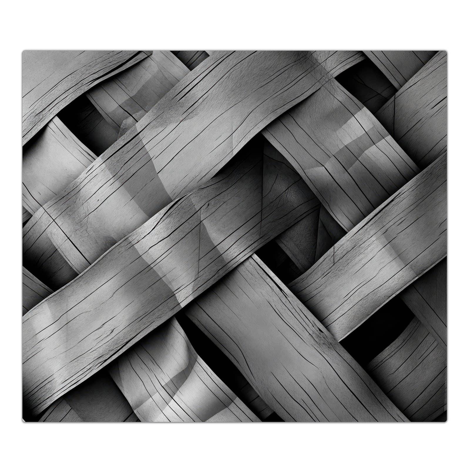 1-teilige Ceranfeldabdeckung mit Geflochtenes Holz-Motiv in der Frontansicht #grösse_1-Teilig (60x52cm)