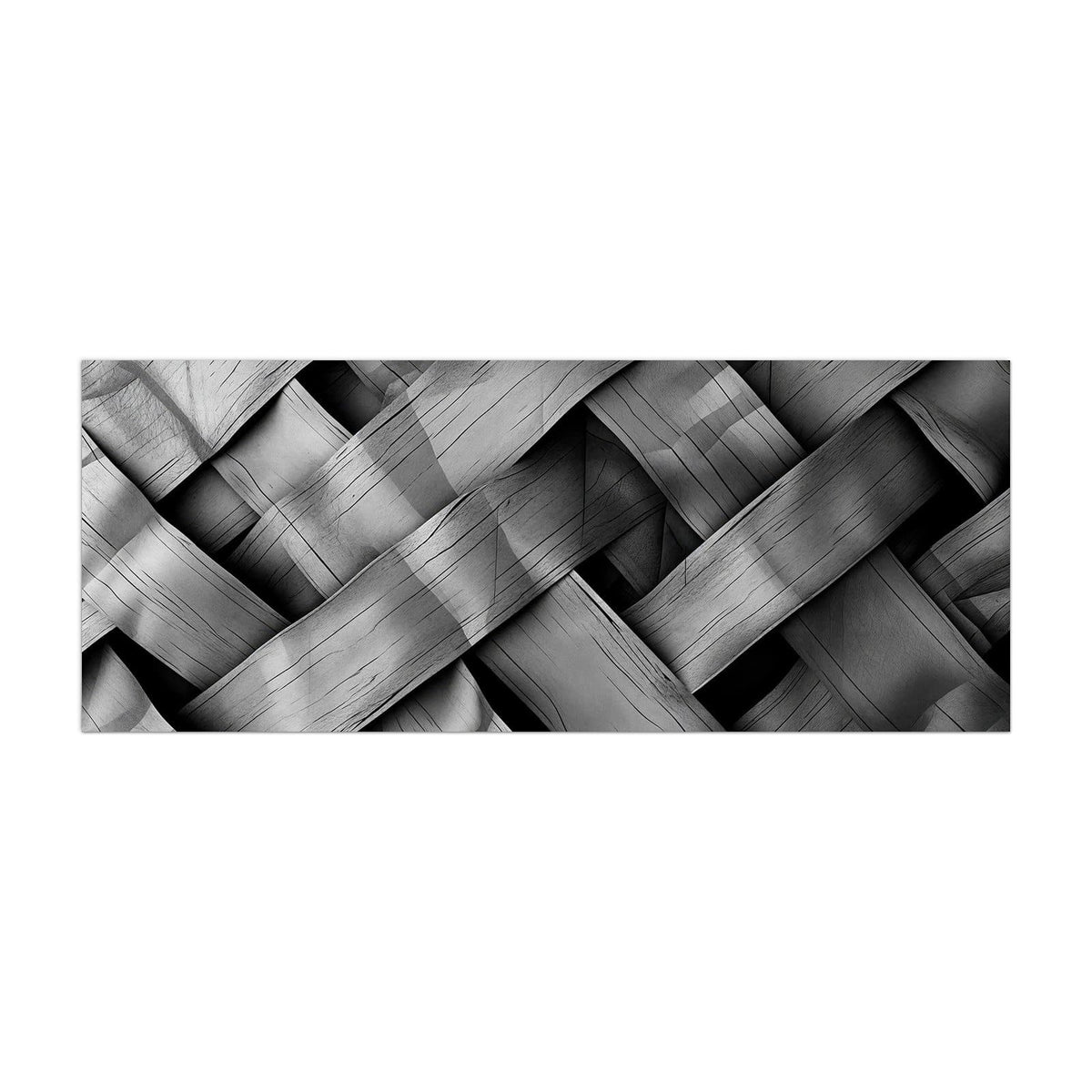 Küchenrückwand aus Glas Graues Holzgeflecht im Hochformat, Motiv bildfüllend von vorn