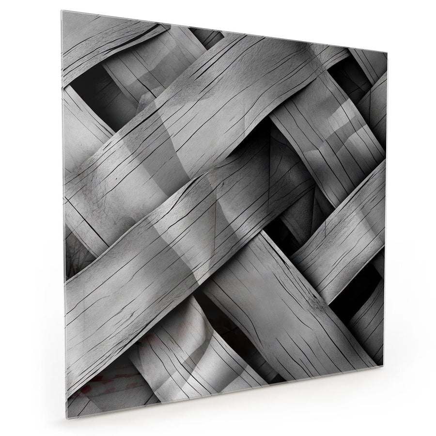 Maße Küchenrückwand Graues Holzgeflecht aus Glas