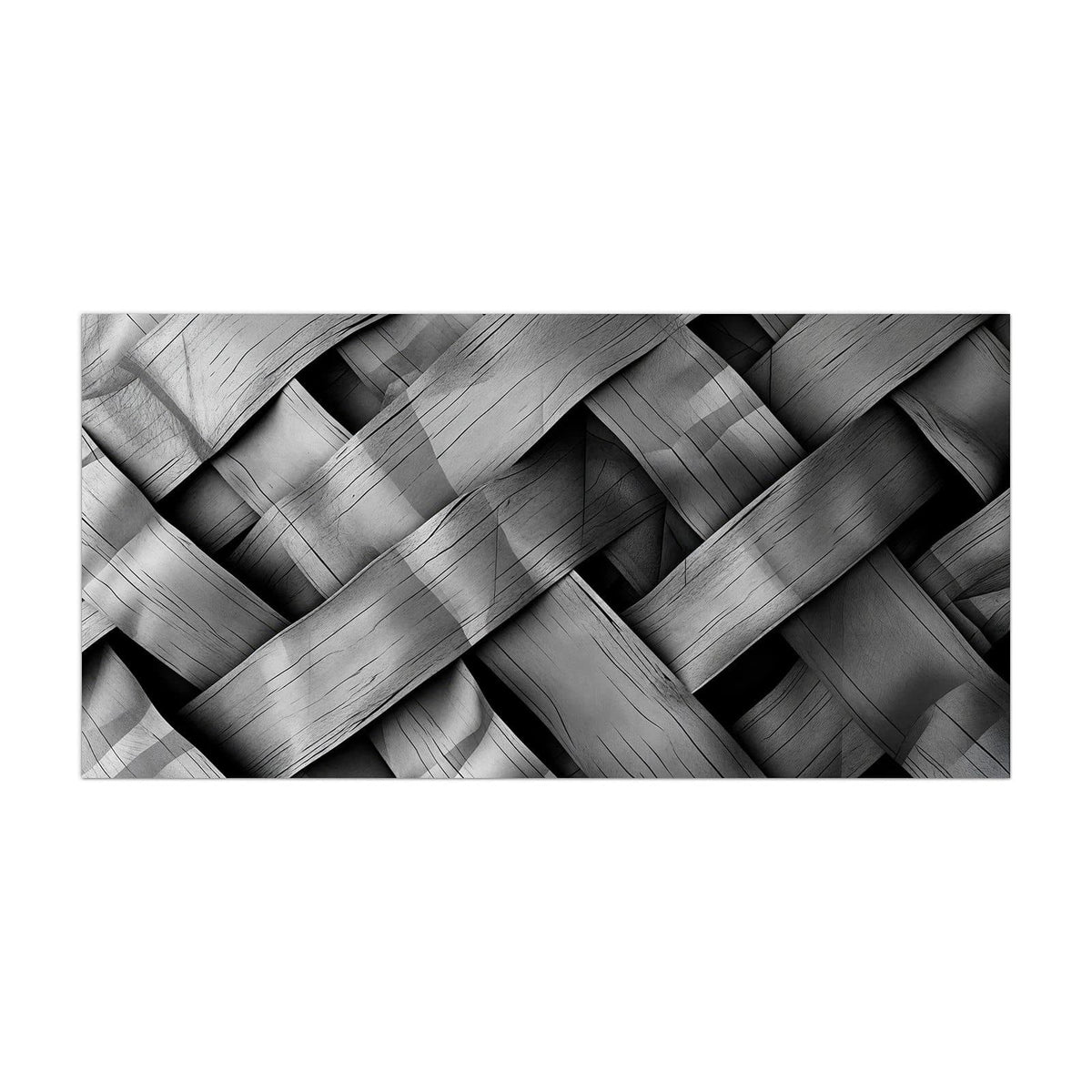 Küchenrückwand aus Glas Graues Holzgeflecht im Hochformat, Motiv bildfüllend von vorn