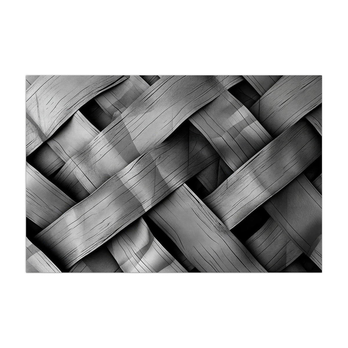 Küchenrückwand aus Glas Graues Holzgeflecht im Hochformat, Motiv bildfüllend von vorn
