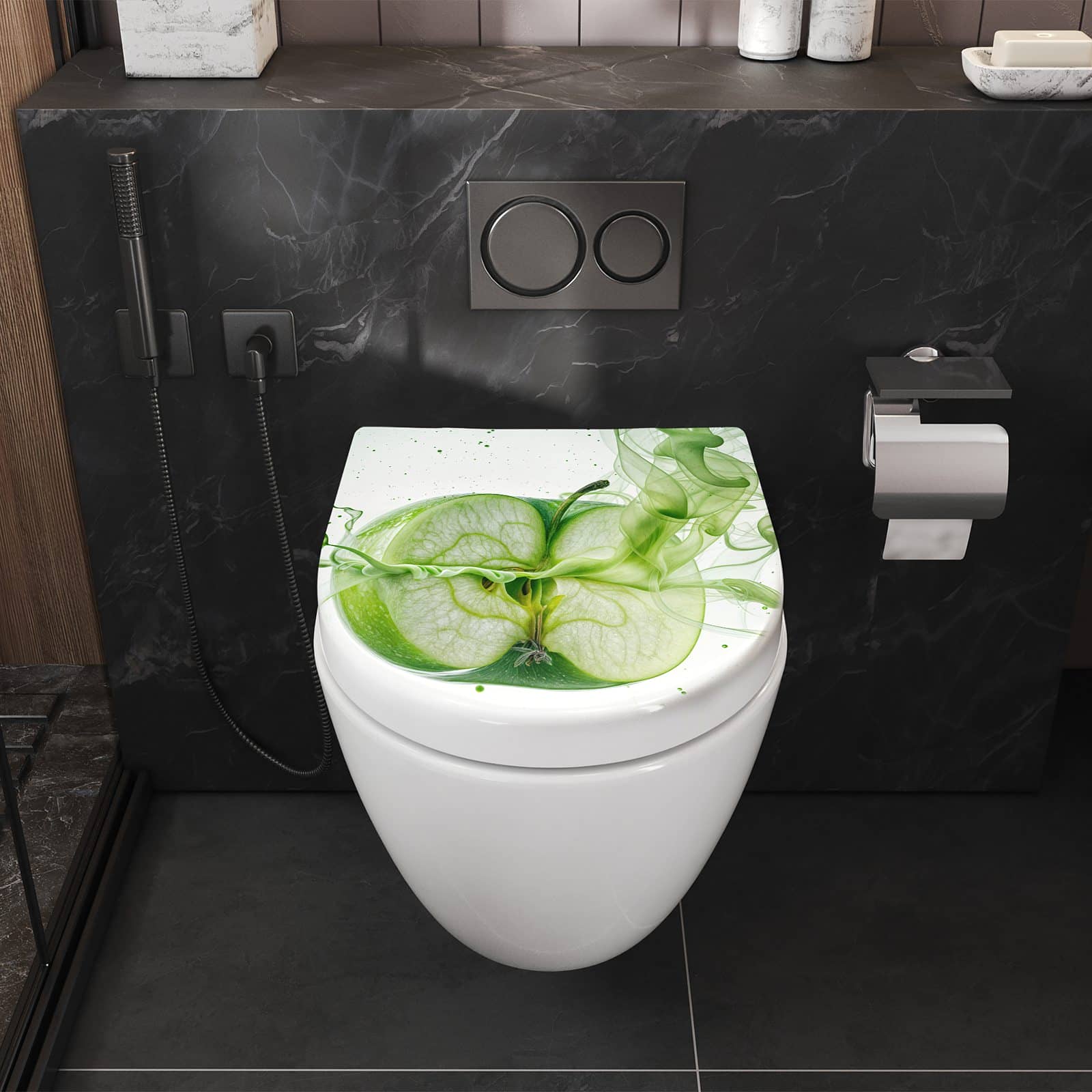 WC-Sitz mit Absenkautomatik Zerlegter Apfel