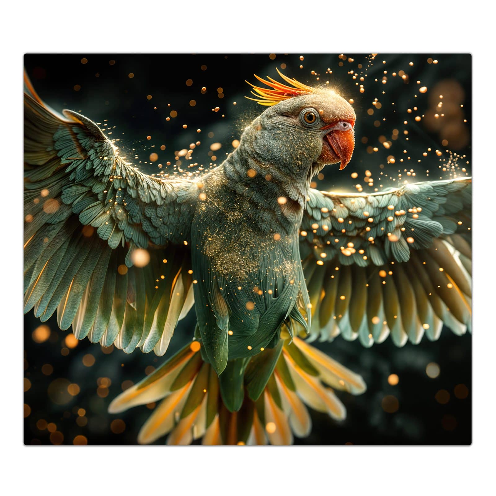 1-teilige Herdabdeckung mit Fliegender Papagei-Motiv in der Frontansicht #grösse_1-Teilig (60x52cm)