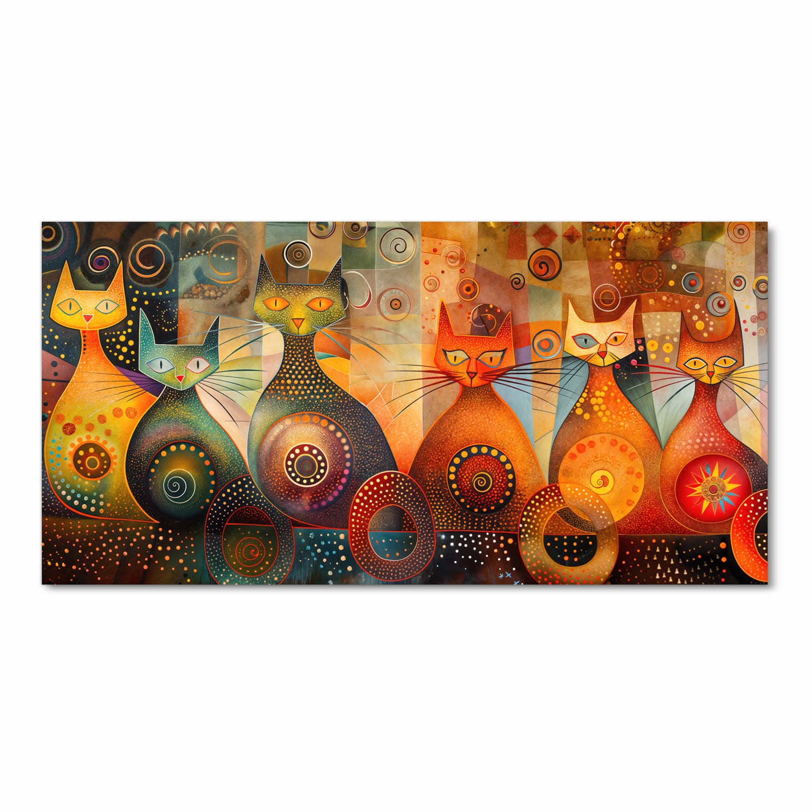 Bodenschonender rutschfester Küchenteppich mit Motiv Katzenkunstwerk in Frontansicht