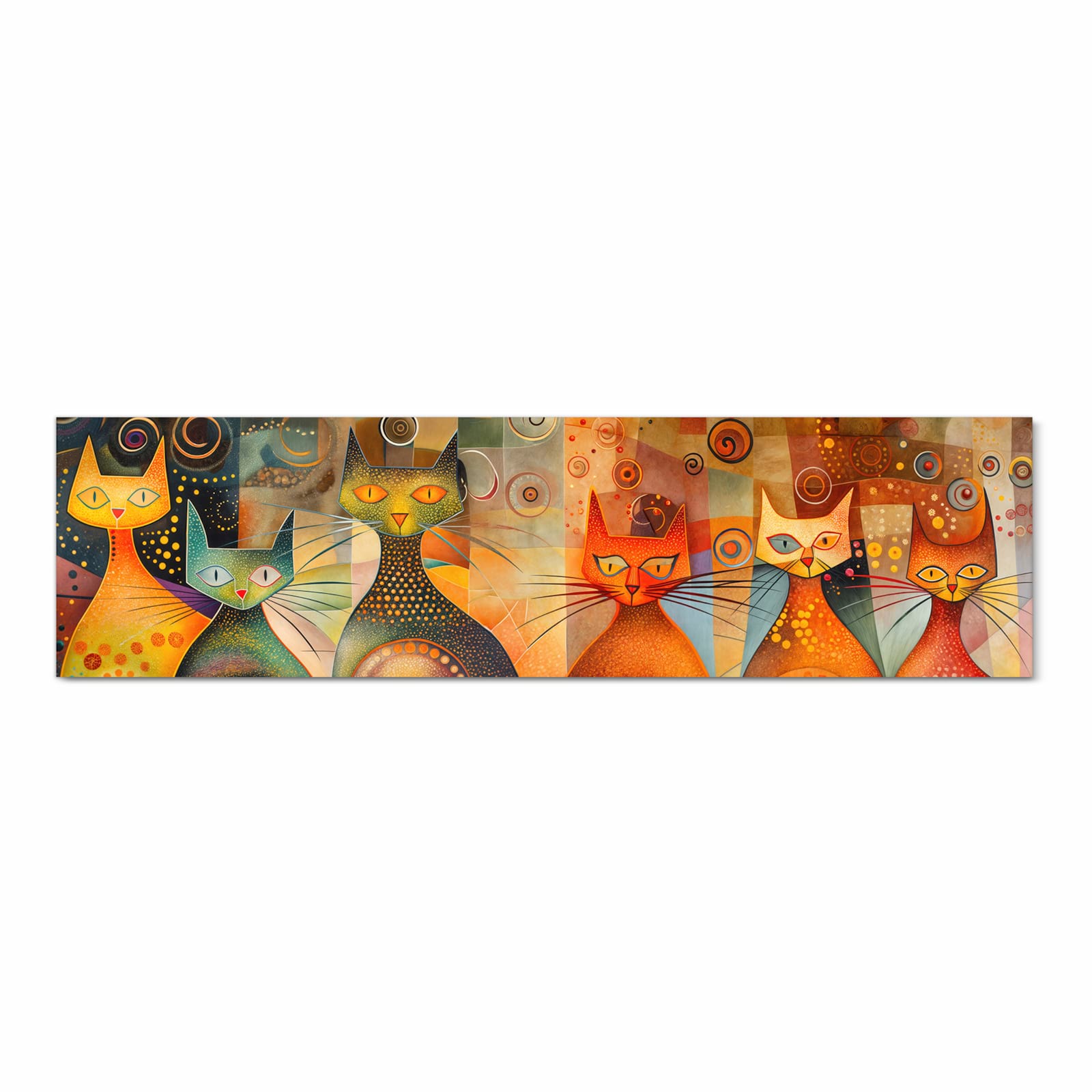 UV-beständiger Küchenteppich mit Motiv Katzenkunstwerk in Frontansicht