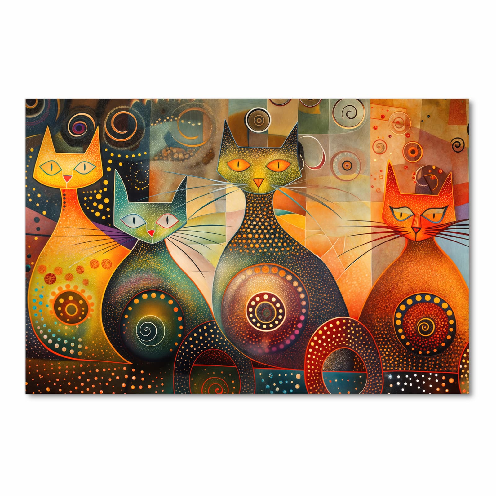 Zeitsparender Bodenläufer Teppich mit Motiv Katzenkunstwerk in Frontansicht