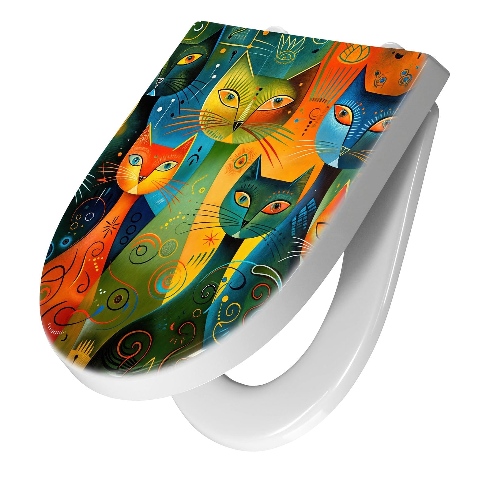 WC-Sitz mit Absenkautomatik Bunte Katzenkunst