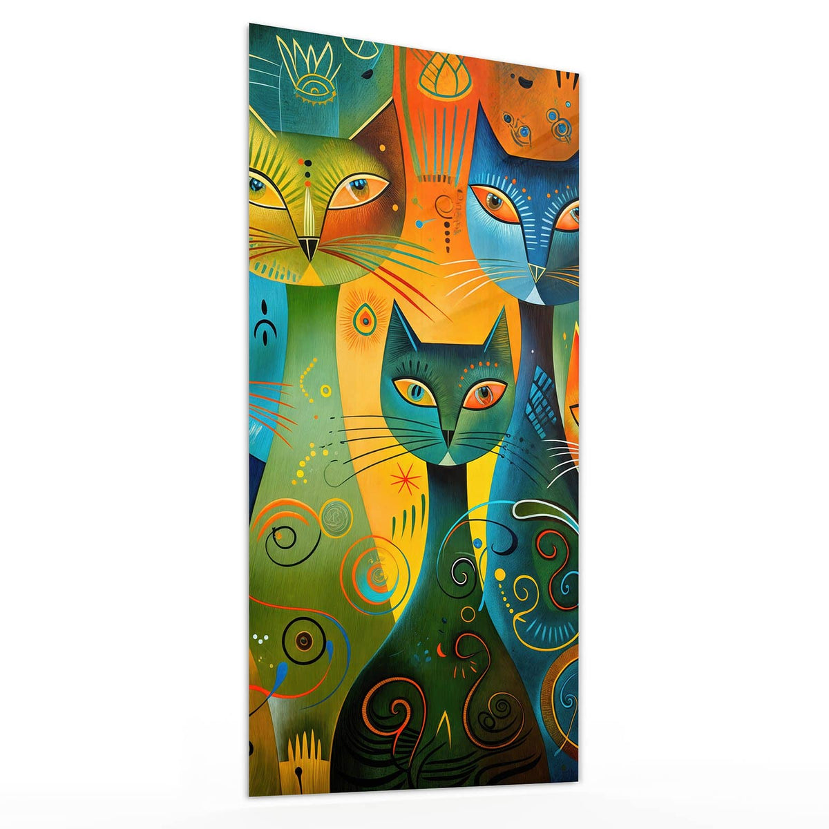 Glasbild Gemusterte Katzen von der Seite, 4 mm Echtglas