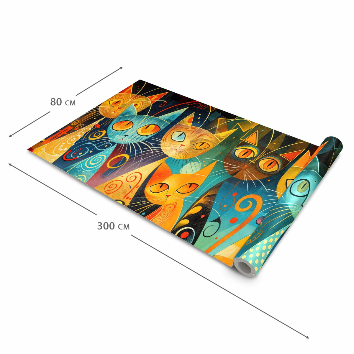 Pflegeleichter Küchenläufer mit Motiv Katzenkunst von Bunte in der Grösse 60x180 cm