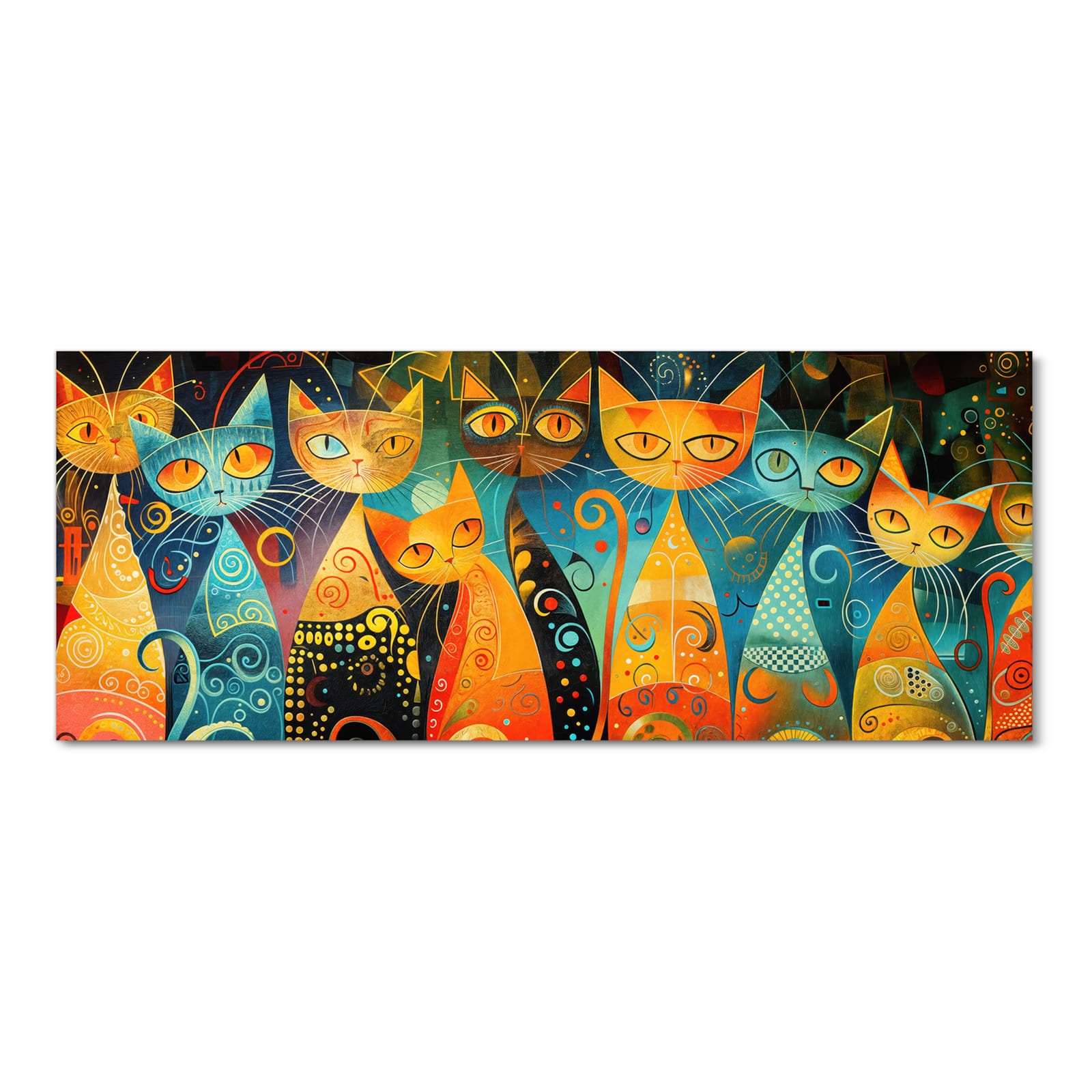 Geräuschdämpfender Küchenteppich mit Motiv Katzenkunst von Bunte in Frontansicht