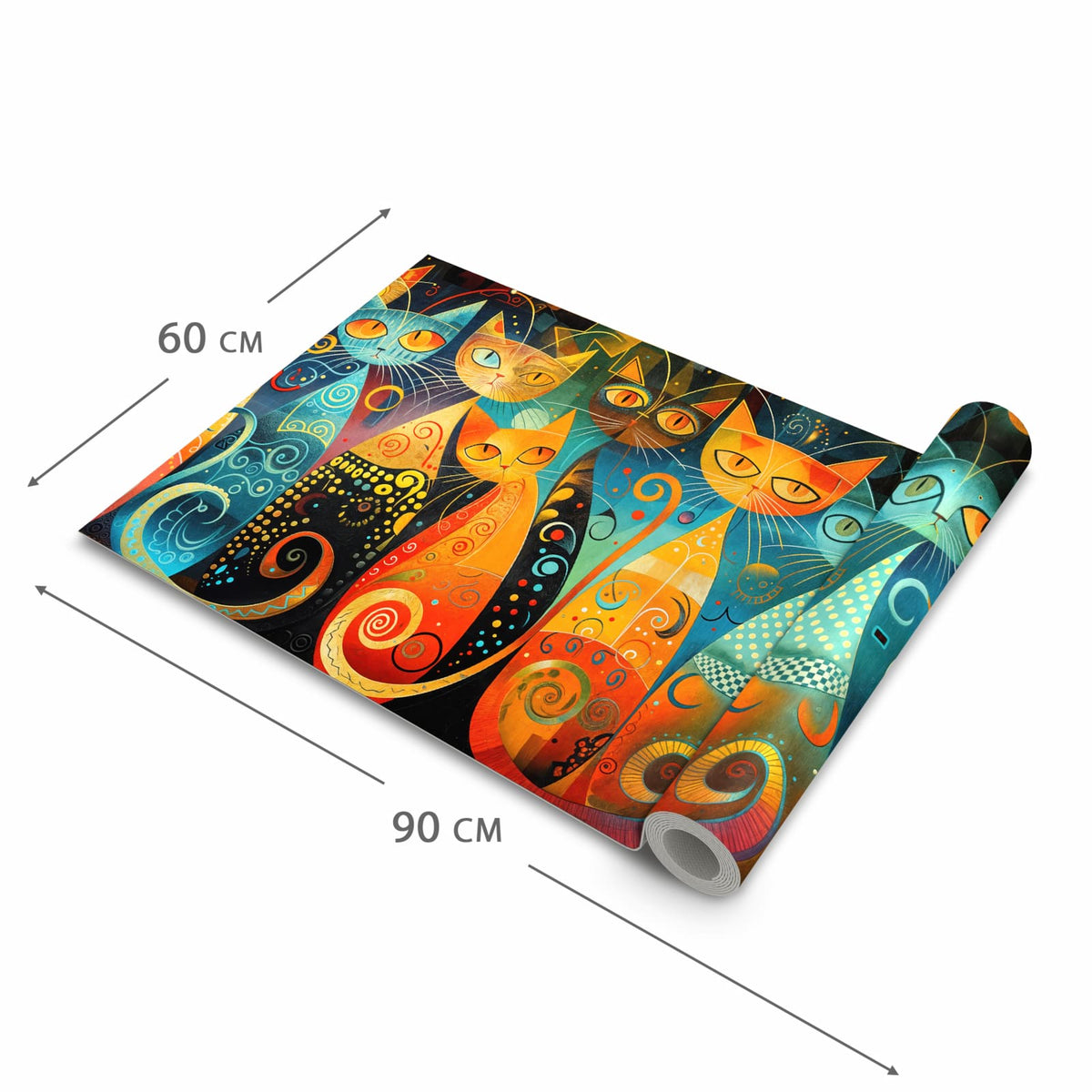 Schmutzabweisender Küchenteppich mit Motiv Katzenkunst von Bunte in der Grösse 60x180 cm