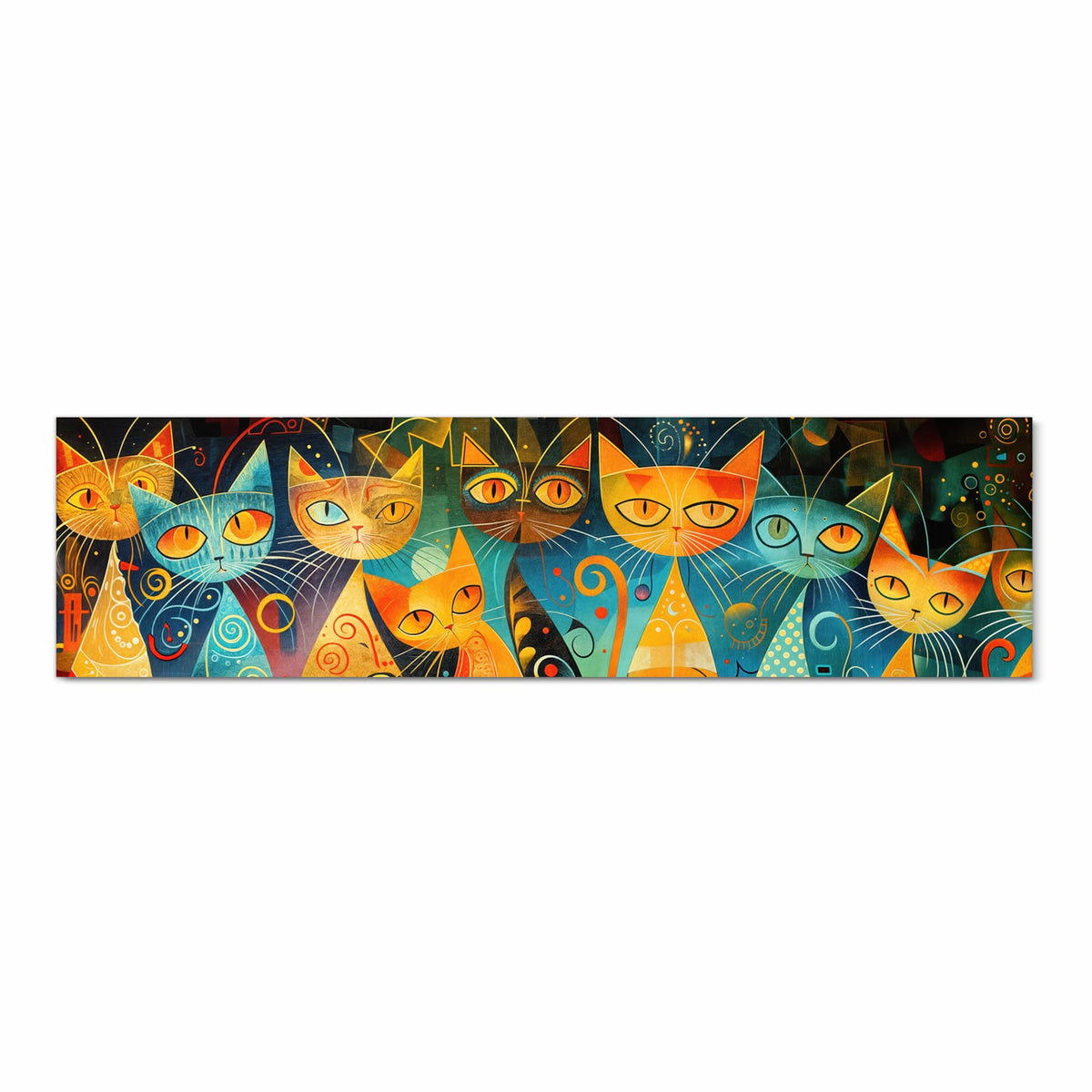Langlebiger Küchenläufer mit Motiv Katzenkunst von Bunte in Frontansicht