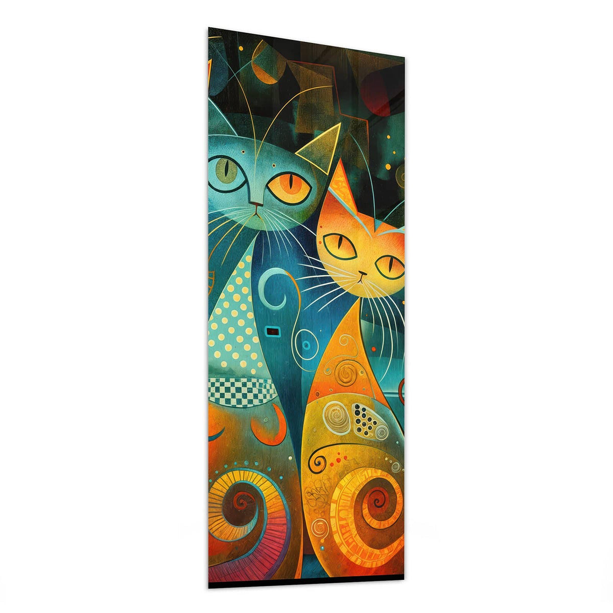 Glasbild Verspielte Katzen von der Seite, 4 mm Echtglas