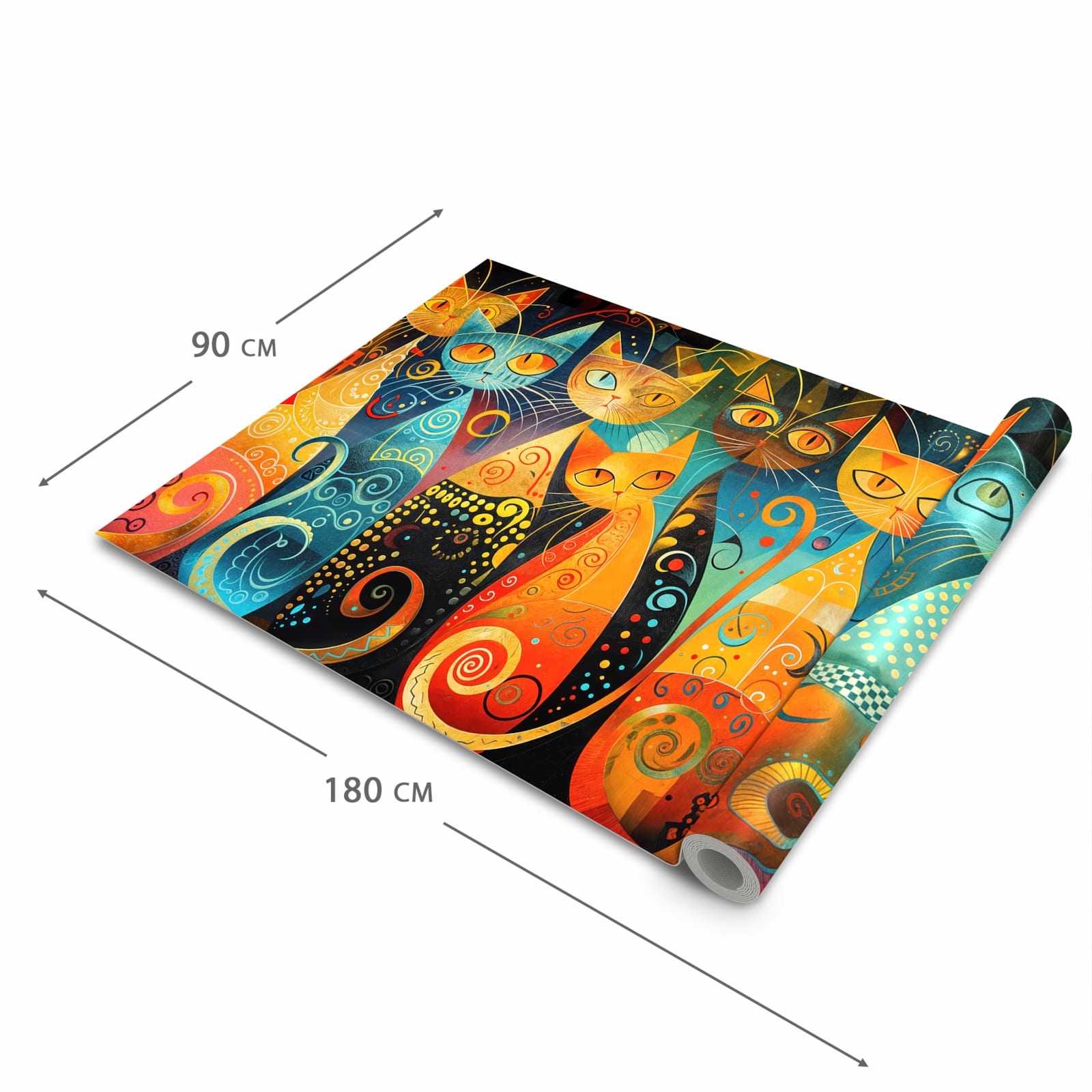 Komfortabler Küchenteppich mit Motiv Katzenkunst von Bunte in der Grösse 60x180 cm für die Küche