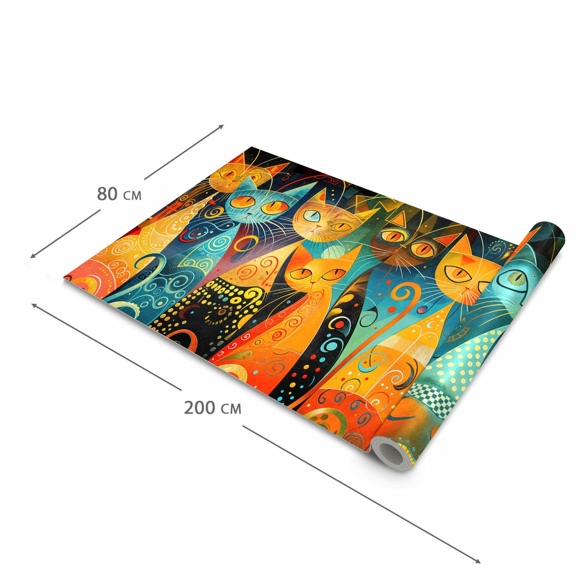 Geruchsneutraler Küchenteppich mit Motiv Katzenkunst von Bunte in der Grösse 60x180 cm