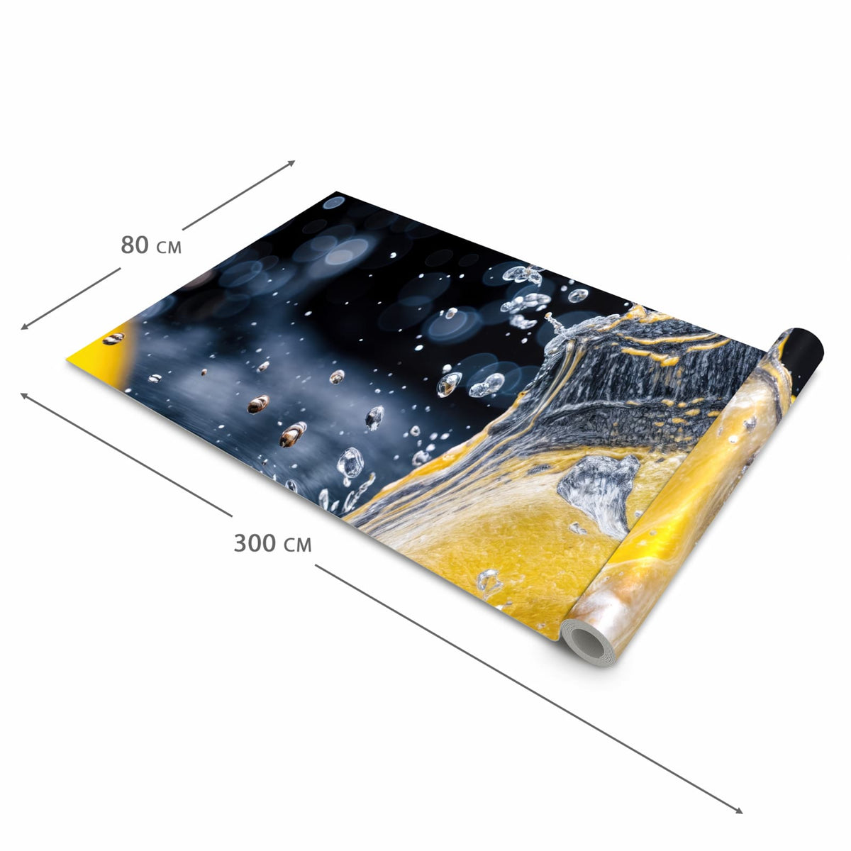 Rutschhemmender waschbarer Küchenläufer mit Motiv Zitronenspritzer in der Größe 60x180 cm