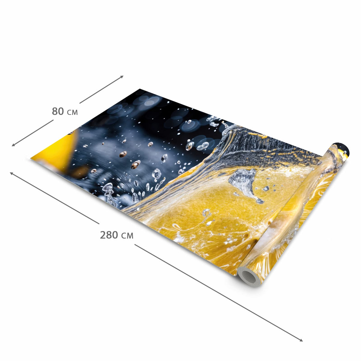 Komfortabler Küchenläufer mit Motiv Zitronenspritzer in der Grösse 60x180 cm
